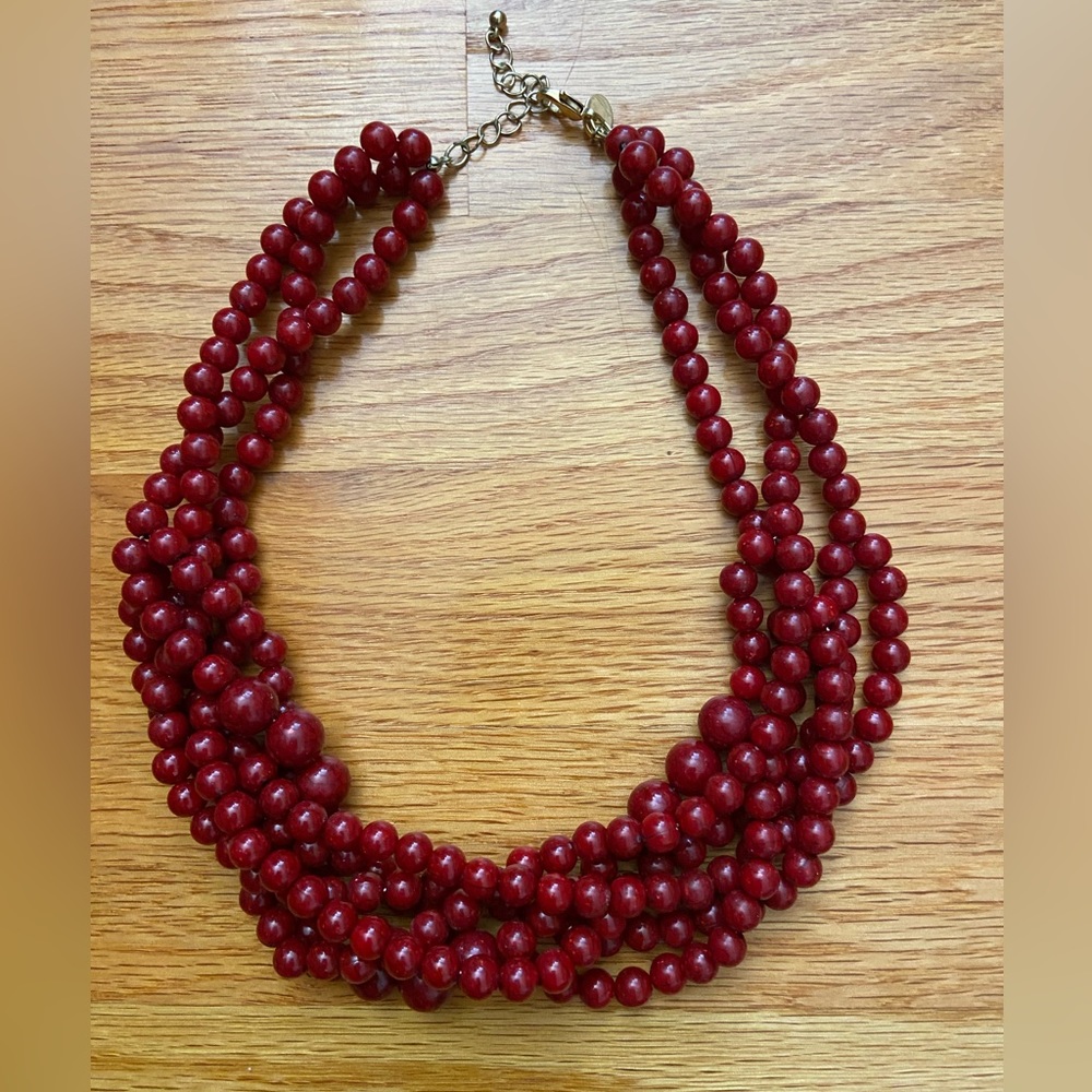 Dark Red Beaded Necklace